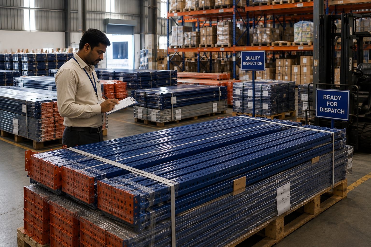 Quality inspection and dispatch-ready pallet racking