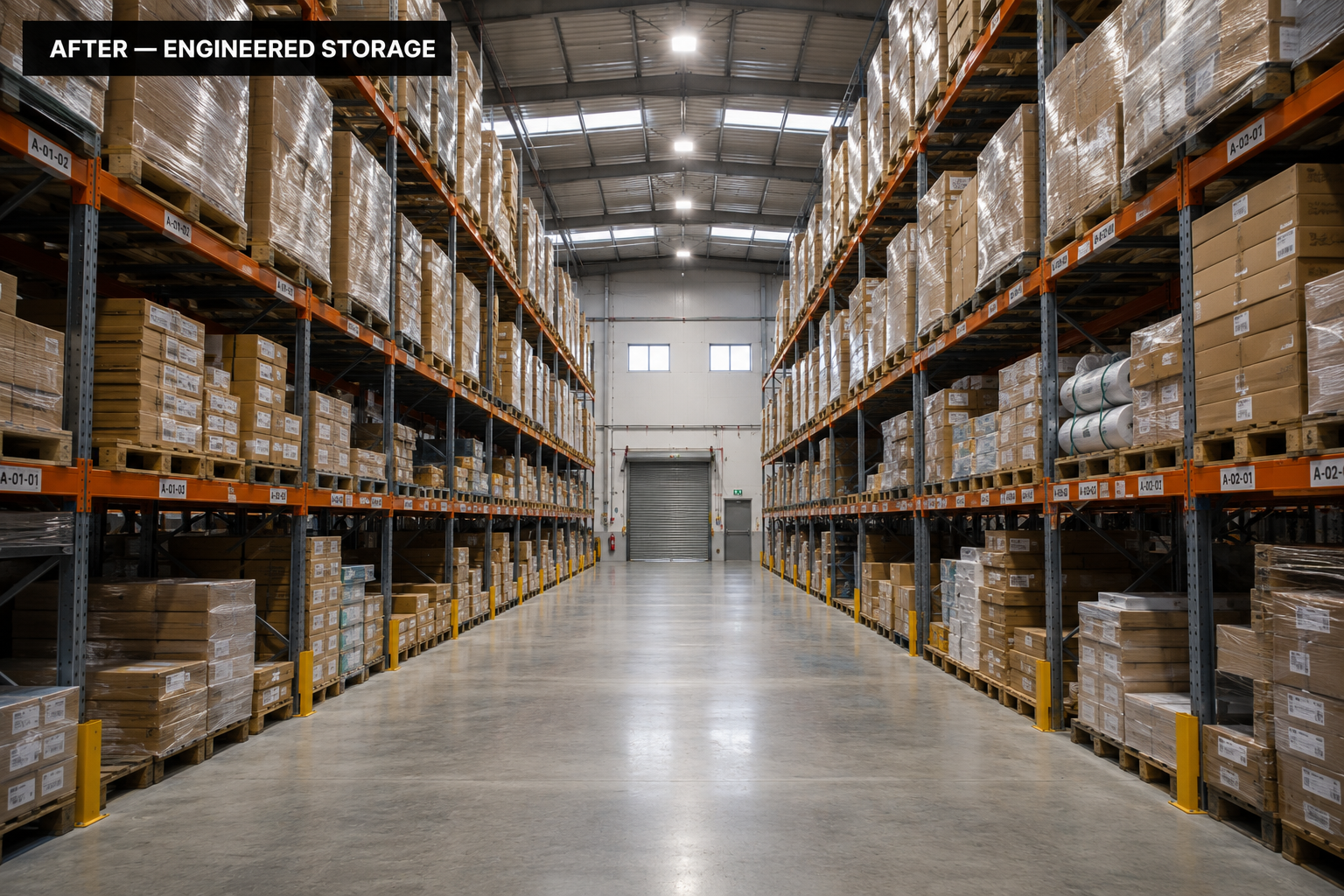 Engineered warehouse storage — illustrative example